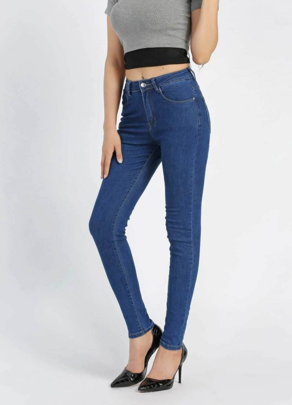 Women's High Waist Zip Closure Skinny Jeans